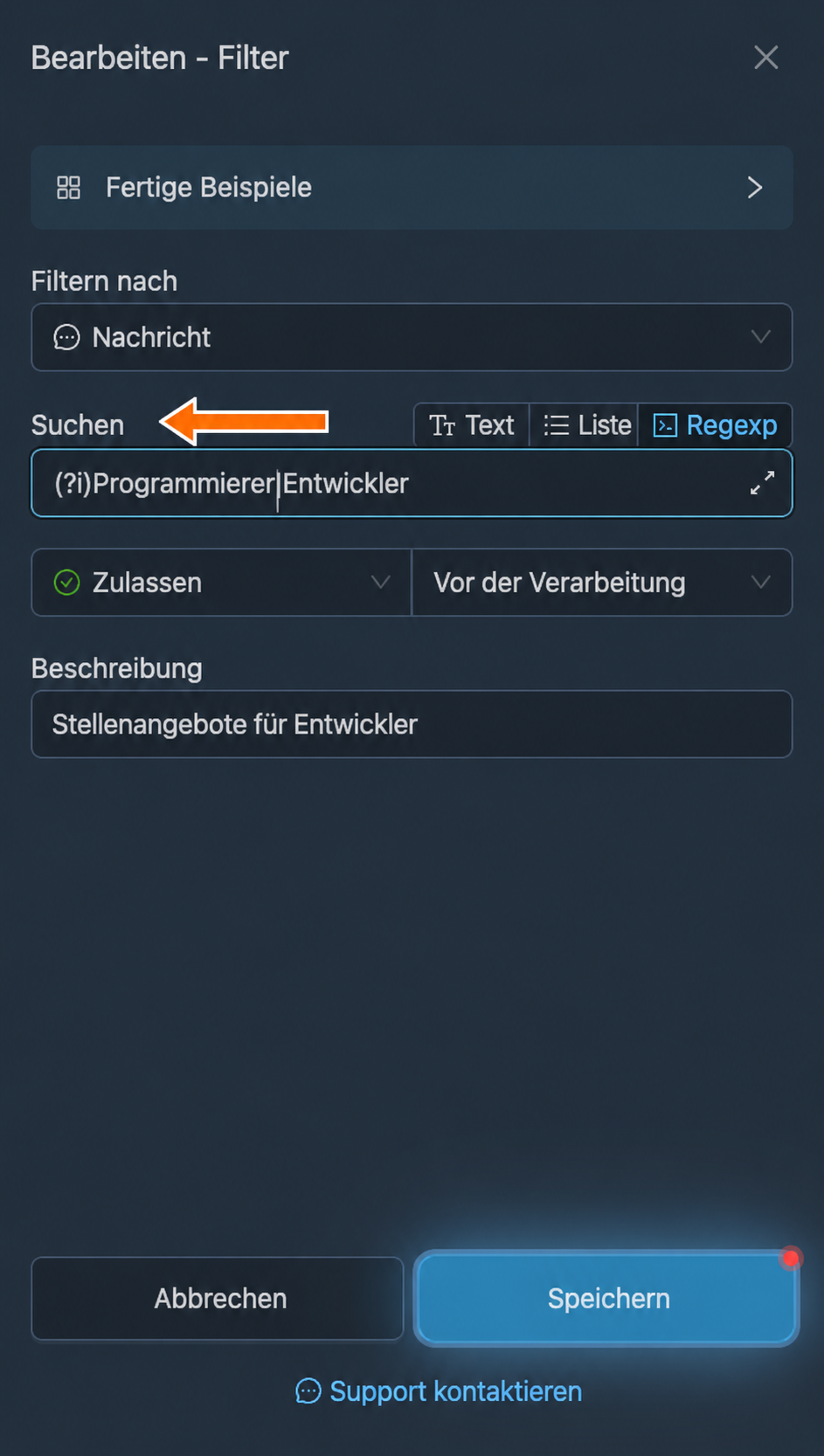 Suche mit einem regulären Ausdruck