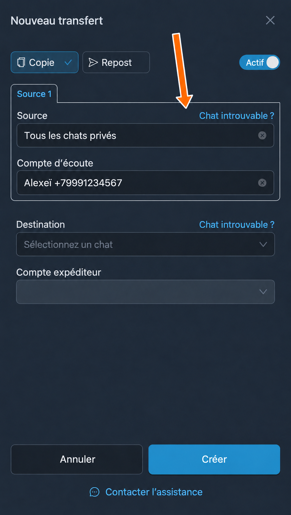 Conversations privées utilisées comme source d’un nouveau transfert